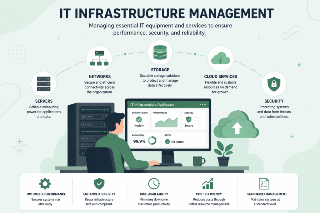 It Infrastructure Management: Benefits And Examples 2 IT infrastructure management of servers, networks, storage, cloud services, and security