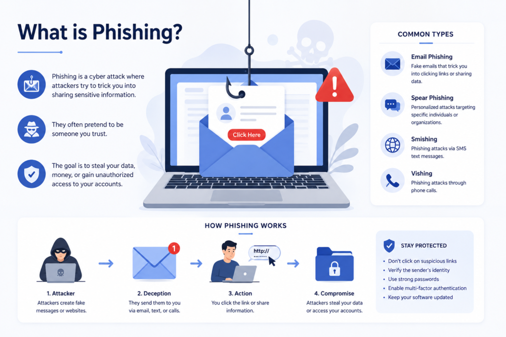 What Is Phishing? Definition, Types Of Phishing, &Amp; Examples 2 Phishing attack using deceptive emails and links to steal sensitive information