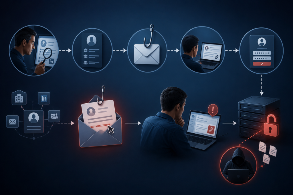 What Is Spear Phishing? – Definition, How It Works And Examples 2 Generated image Cyberattack workflow infographic illustration
