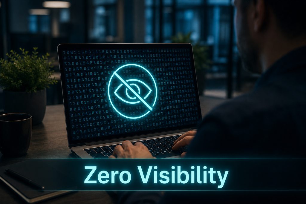 What Actually Makes A Password Manager &Quot;Enterprise-Grade&Quot;? 2 Laptop screen showing scrambled encrypted data, illustrating the zero-knowledge encryption behind enterprise password management.