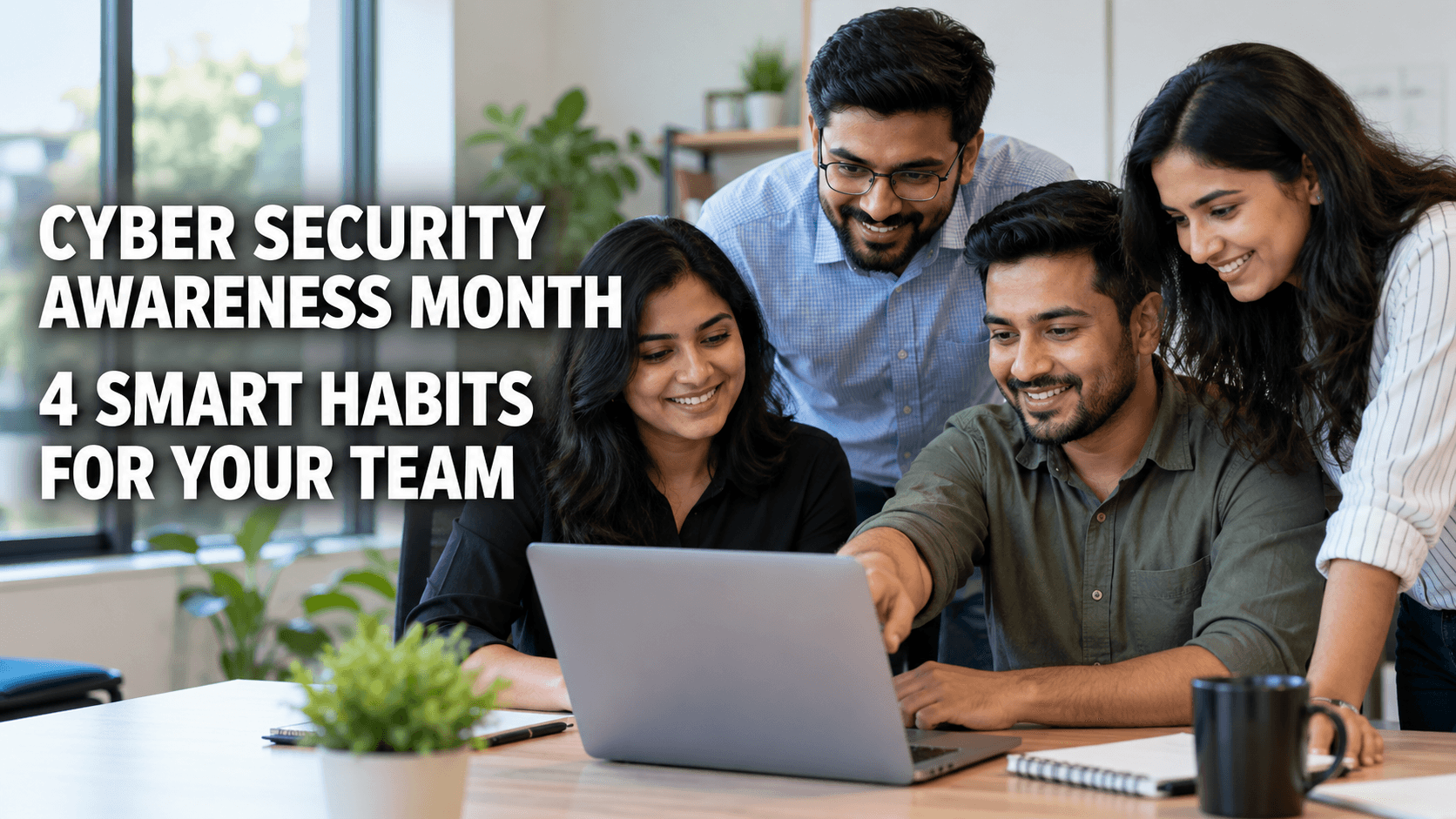 Home 37 Small business team reviewing four security habits together during Cyber Security Awareness Month