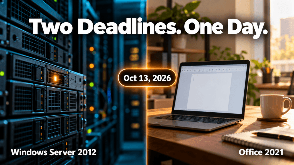 Office 2021 end of support and Windows Server 2012 final updates both on October 13, 2026